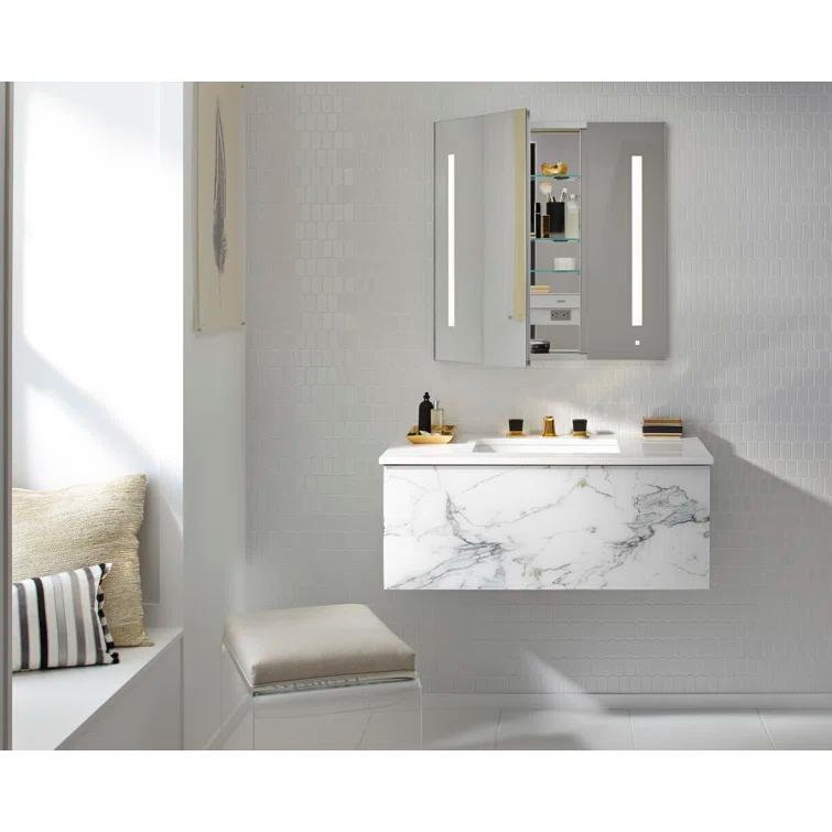 Robern AC3640D4P2LA AiO Recessed Framed Medicine Cabinet with 3 Adjustable Shelves and LED Lighting