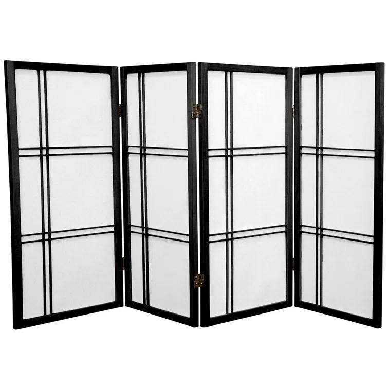 4 ft. Short Double Cross Shoji Screen - Black - 4 Panels