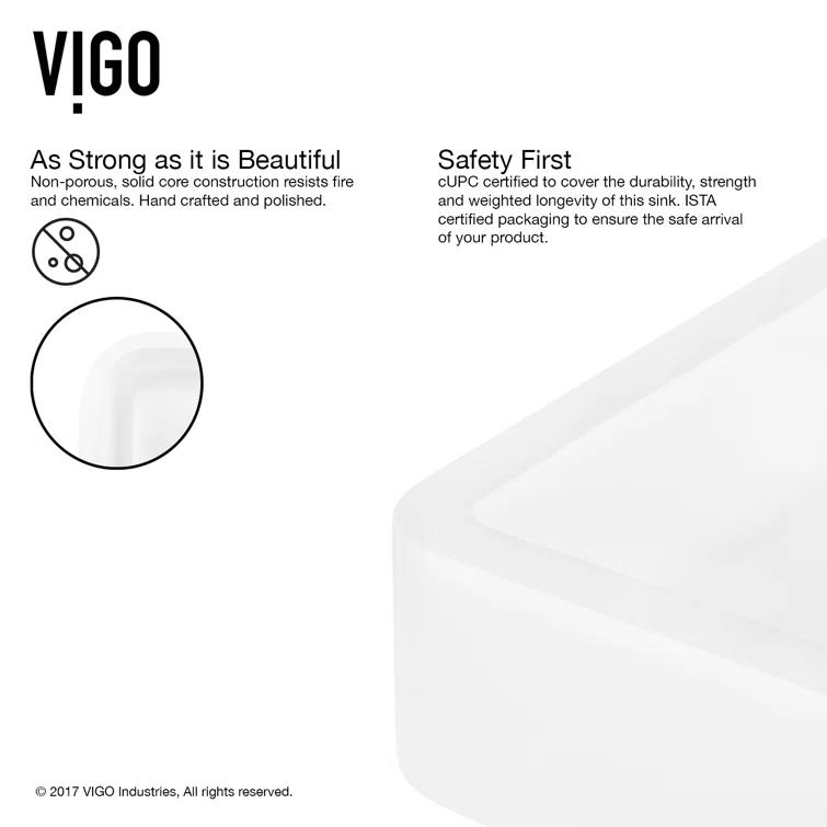 Petunia 23" L x 16" W x 5" H Rectangular White Matte Stone™ Vessel Bathroom Sink with 12" H Faucet