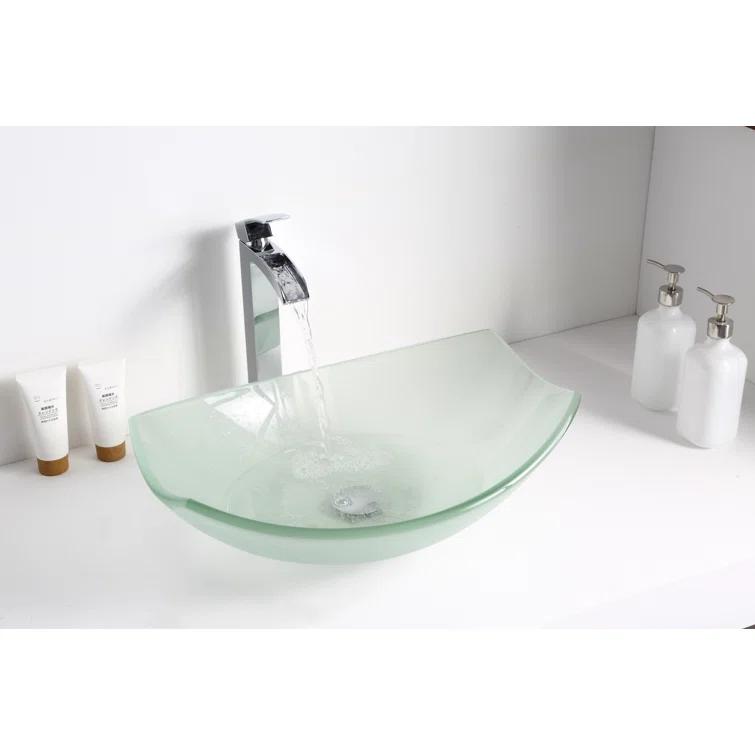 ANZZI Pendant 14.6'' Clear Tempered Glass Specialty Bathroom Sink