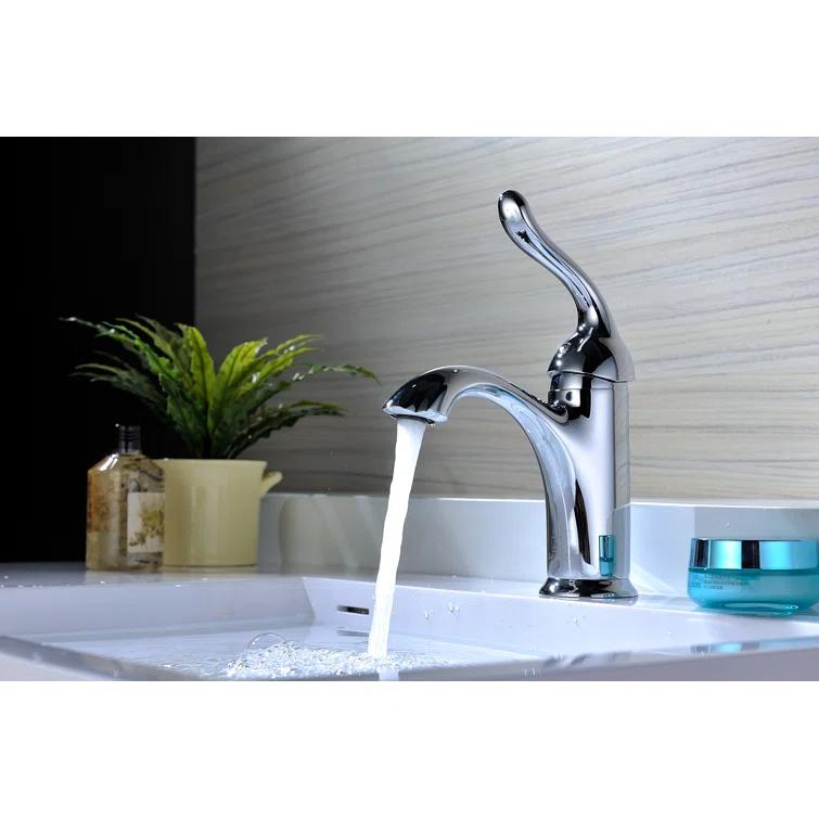 Arc Single-Hole Single-handle Bathroom Faucet with Drain Assembly