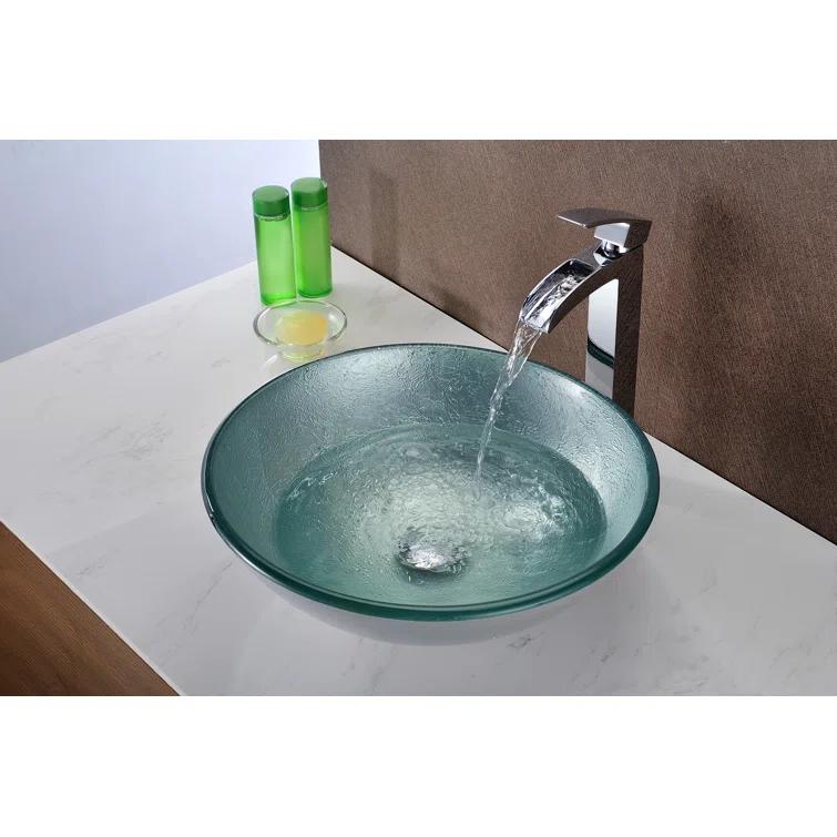Spirito Silver/Green Circular Vessel Bathroom Sink