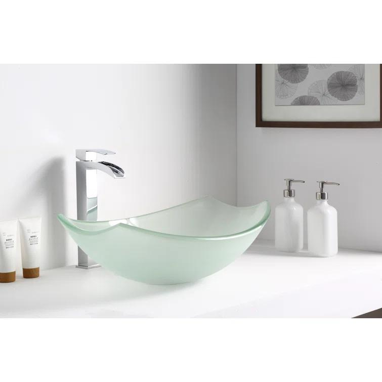 ANZZI Pendant 14.6'' Clear Tempered Glass Specialty Bathroom Sink