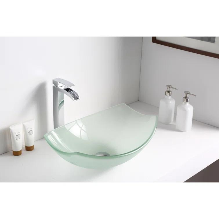 ANZZI Pendant 14.6'' Clear Tempered Glass Specialty Bathroom Sink