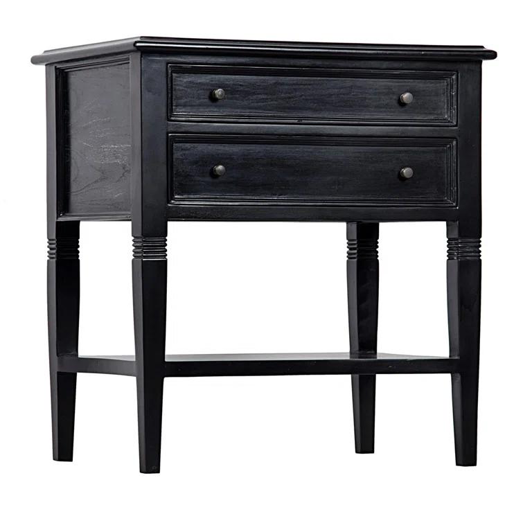 Luna 2 Drawer Nightstand - Hand Rubbed Black