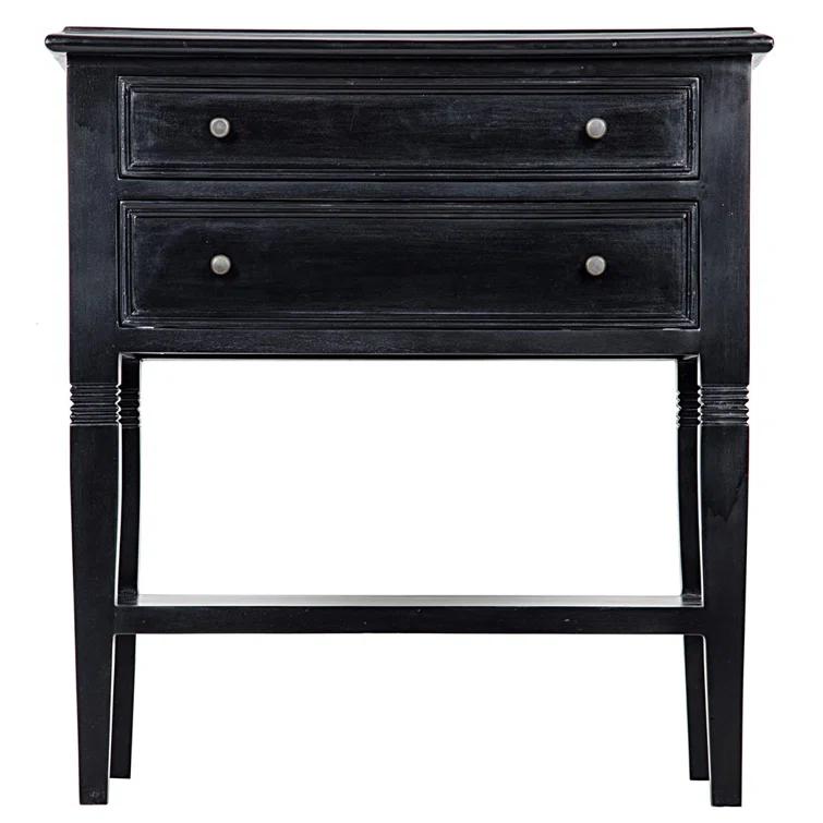 Luna 2 Drawer Nightstand - Hand Rubbed Black