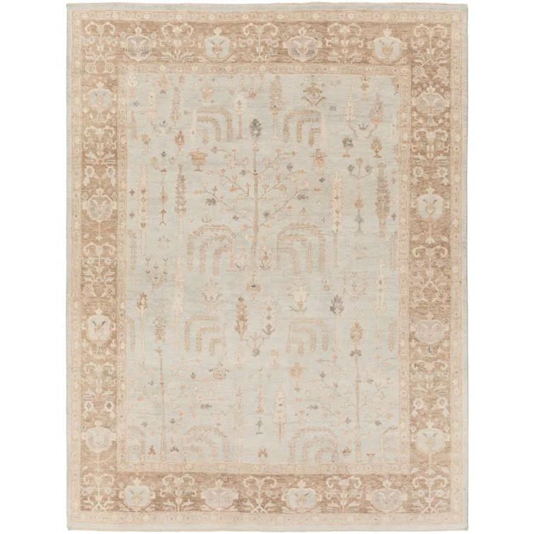 Gray Hand-Knotted Wool Rectangular 9' x 13' Area Rug
