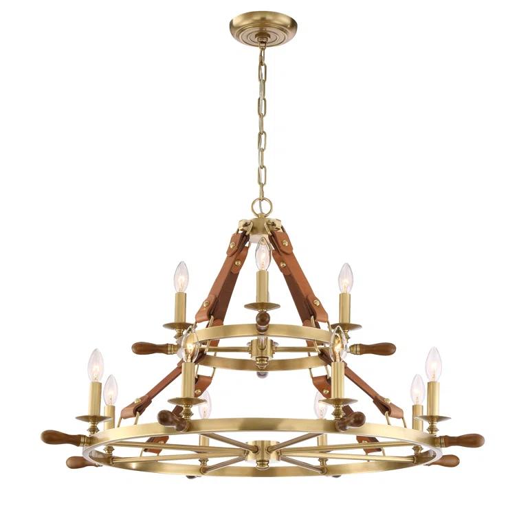 Carlisle 12-Light Brass and Crystal Chandelier