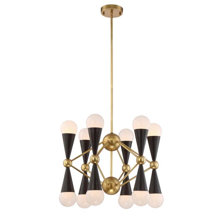 Crosby Diamond Silhouette Brass & Matte Black Sputnik Chandelier