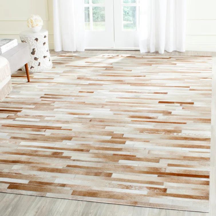 Fazeley Studio Leather Hand Woven Leather Geometric Rug