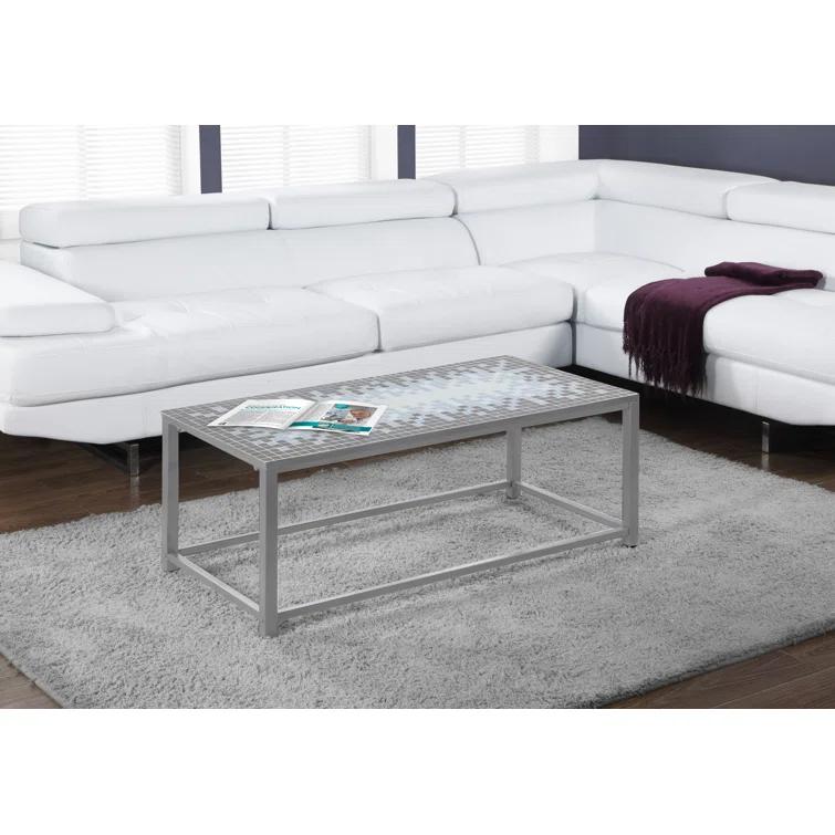 Wrought Studio™ Coffee Table, Accent, Cocktail, Rectangular, Living Room, 42" L, Metal, Tile