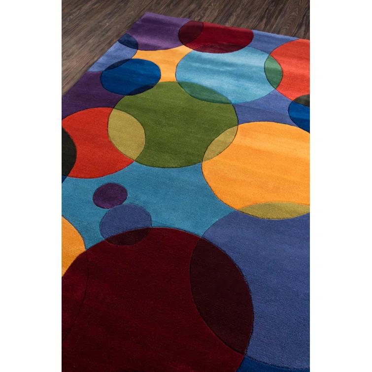 Beucher Abstract Handmade Tufted Wool Blue/Red/Green/Yellow Area Rug