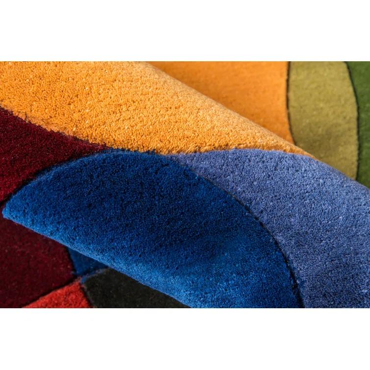 Beucher Abstract Handmade Tufted Wool Blue/Red/Green/Yellow Area Rug