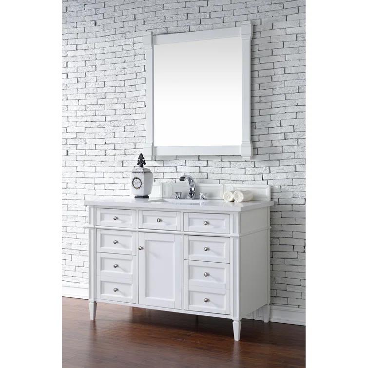 Bright White 47" Plywood Single Vanity with Satin Nickel Hardware