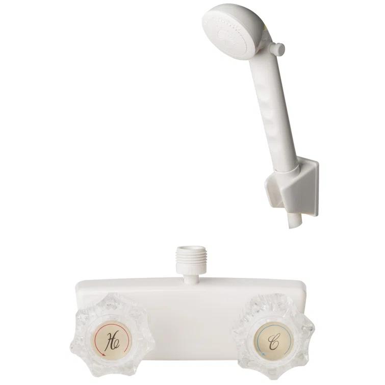 Laguna Brass RV/Motorhome Two Handle Non-Metallic Shower Diverter with Matching Hand Held Shower Set 3220AWT/4120WT