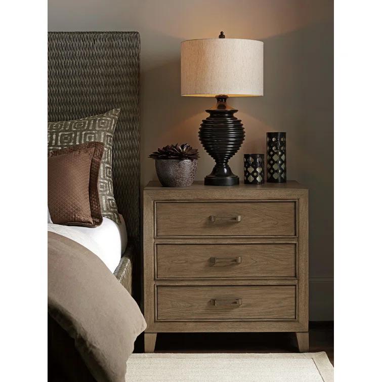 Gray Brown Transitional 3-Drawer Nightstand