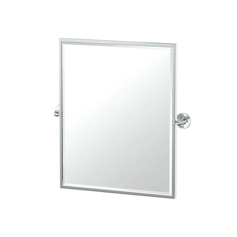 Café Wall Mounted Framed Rectangle Bathroom Vanity Mirror | Pivoting (Tilting) and Beveled Mirror