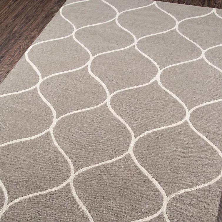 Uchida Geometric Hand Tufted Wool Gray Area Rug
