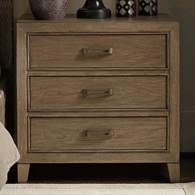 Gray Brown Transitional 3-Drawer Nightstand