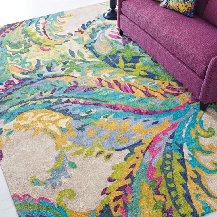 Galleria Floral Handmade Tufted Wool Blue/Green/Yellow Area Rug