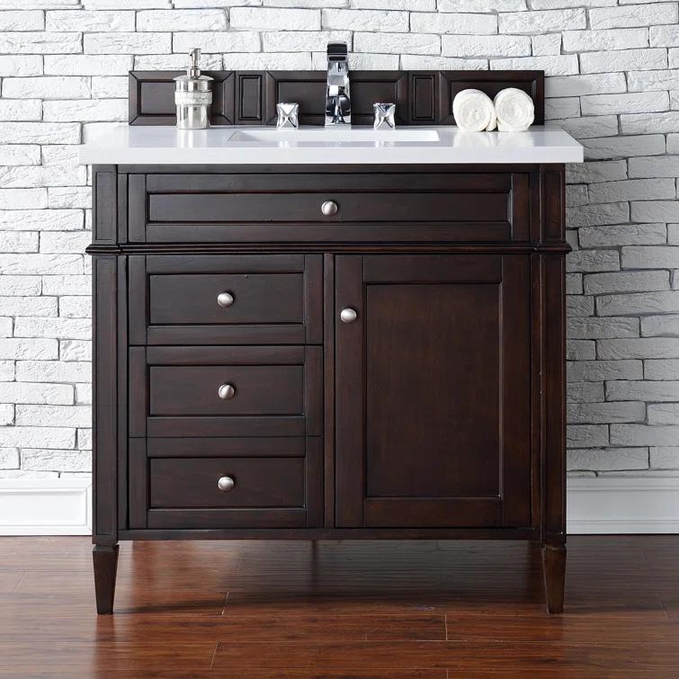 Burnished Mahogany Single Vanity with Satin Nickel Hardware