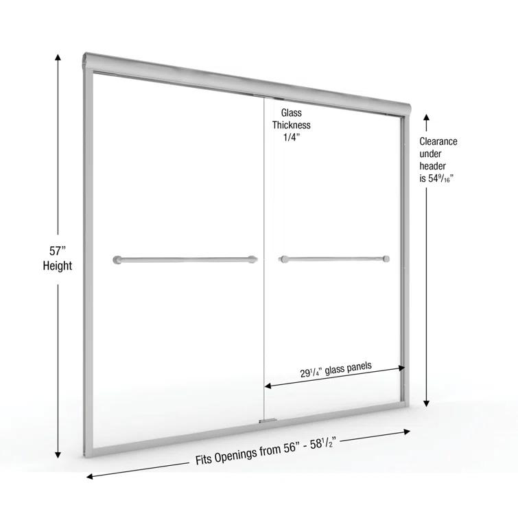 Infinity 29.25" W x 57" H Bypass Semi- Frameless Tub Door