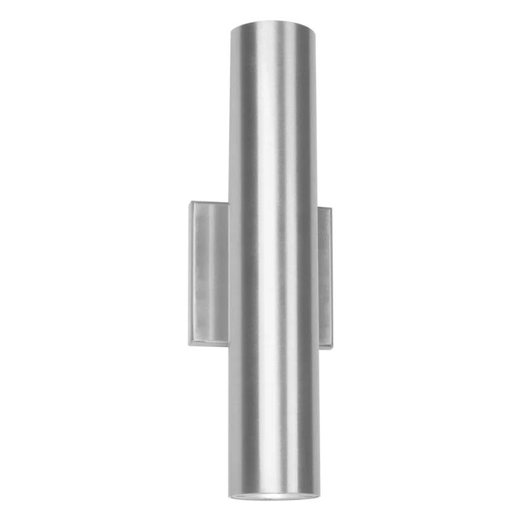 Caliber Brushed Aluminum 2-Light LED Outdoor Sconce, Dimmable 3000K