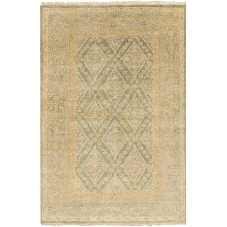 Aegean Blue 36"x24" Hand-Knotted Wool Rectangular Rug
