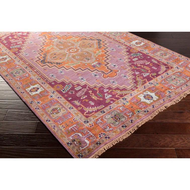 Hand-Knotted Light Blue Wool Floral Motif Area Rug