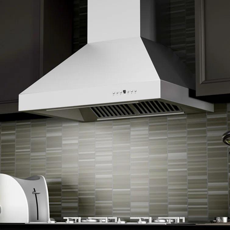 ZLINE 36 in. Professional Ducted Wall Mount Range Hood in Stainless Steel W/ Crown Molding (667CRN-36)