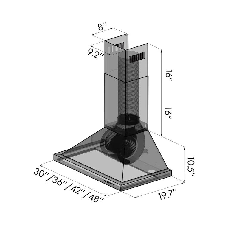 ZLINE 30 in. Convertible Vent Wall Mount Range Hood in Black Stainless Steel (BSKBN-30)