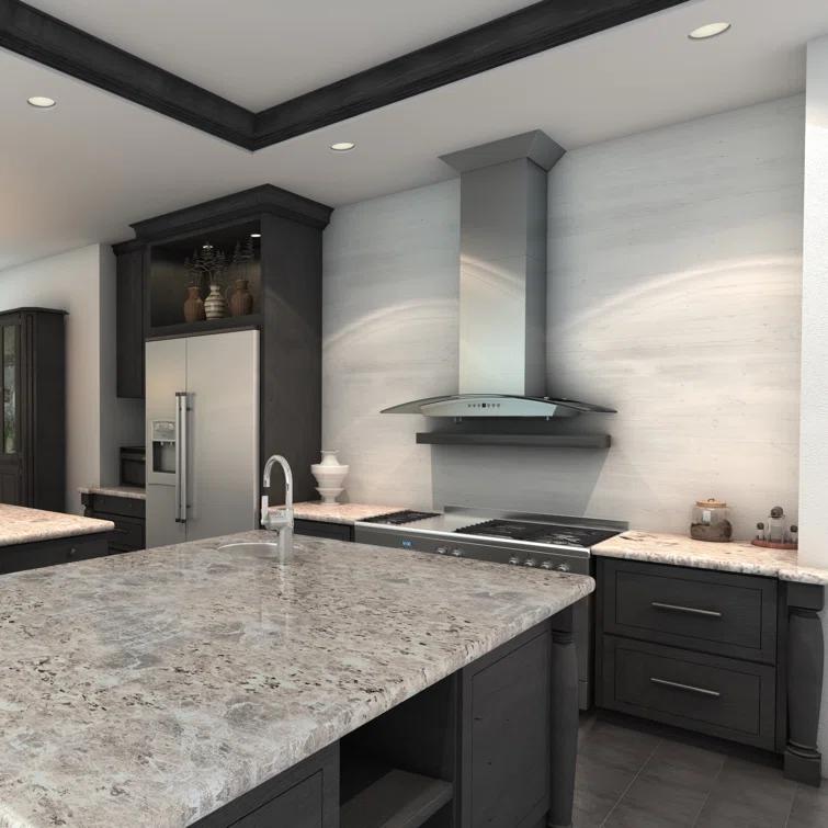 ZLINE 36 in. Convertible Vent Wall Mount Range Hood in Stainless Steel & Glass (KZ-36)
