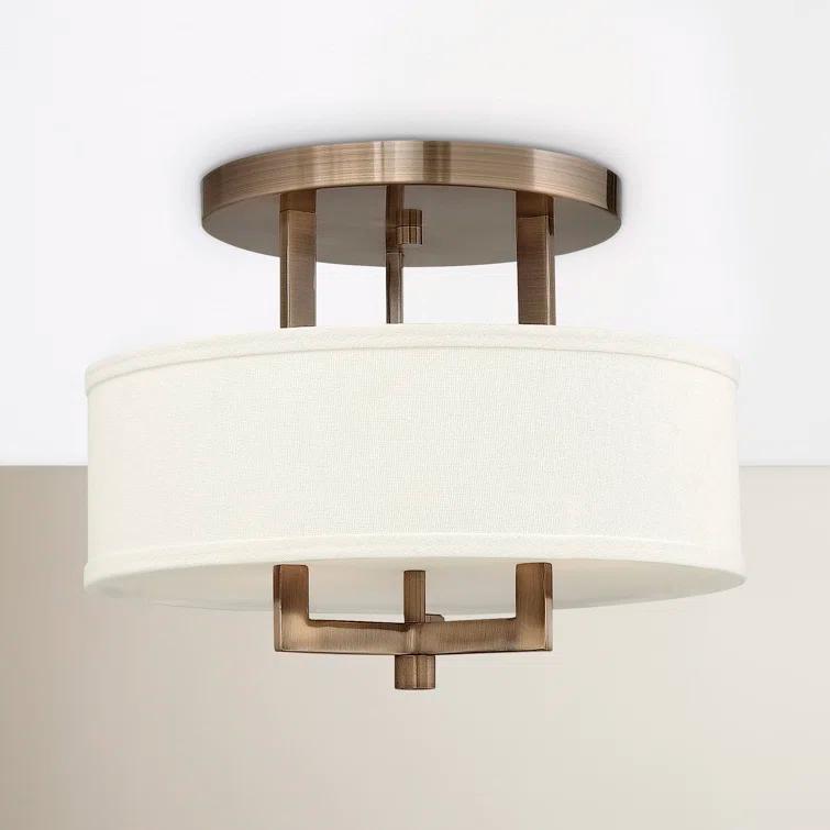 Hampton 3 - Light Shaded Drum Semi Flush Mount