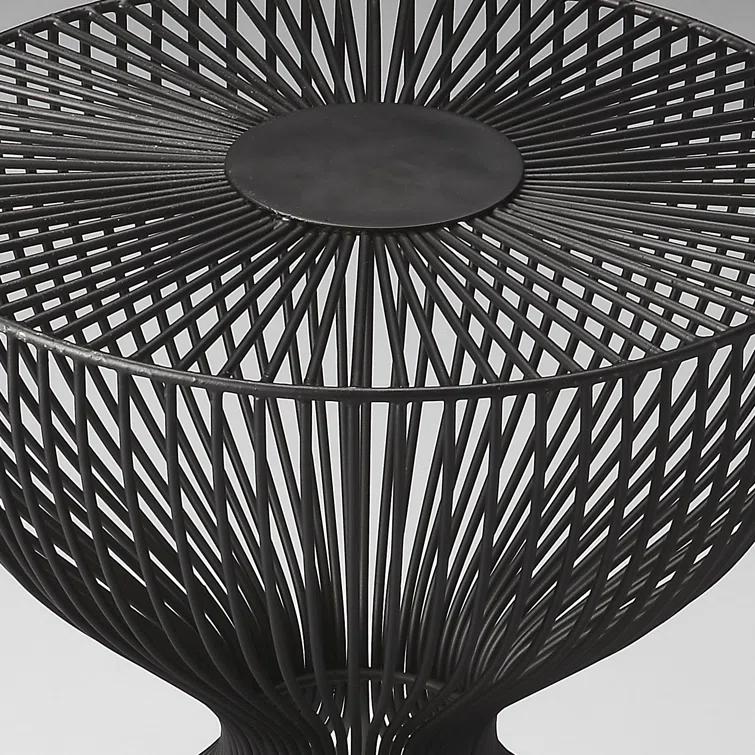 Nicholas 14 in. W Black Round Iron End Table