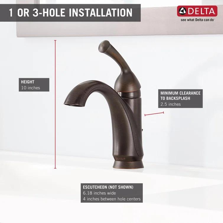 Haywood Single Hole Bathroom Faucet with Drain Assembly, Single Handle Bathroom Sink Faucet