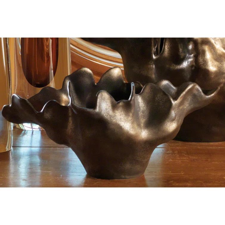 Handcrafted Bronze Ceramic Decorative Bowl, Small Size