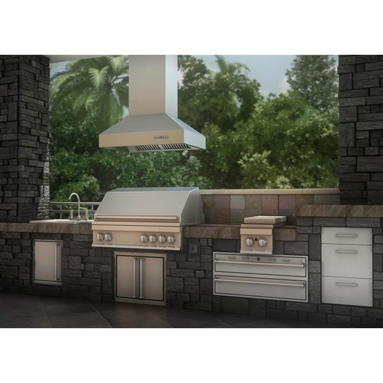 ZLINE 48 in. Ducted Isl& Mount Range Hood in Outdoor Approved Stainless Steel (697i-304-48)