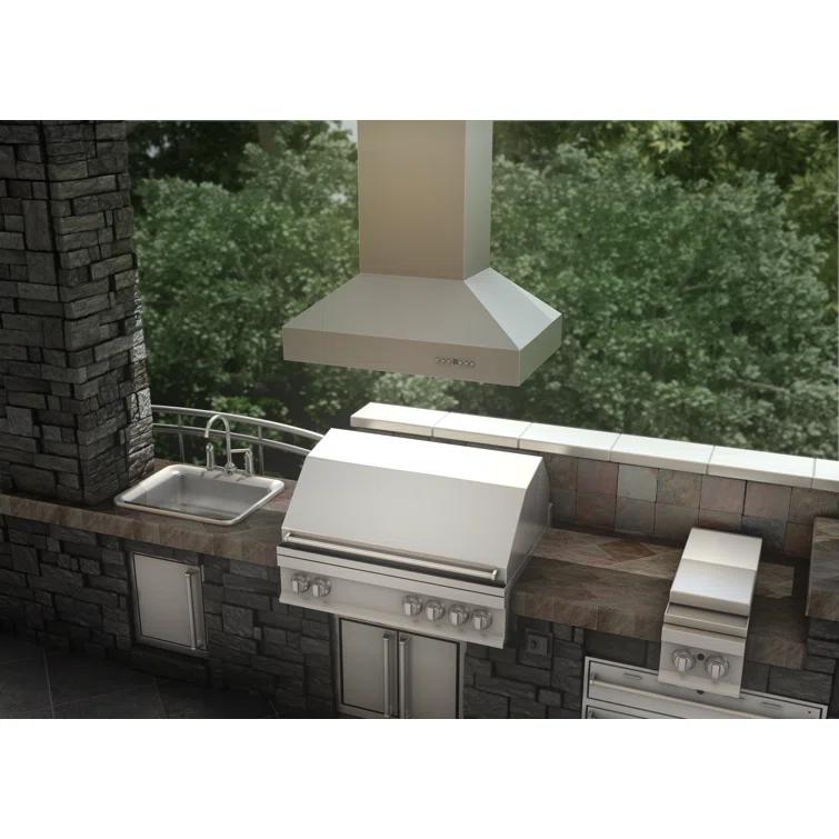 ZLINE 48 in. Ducted Isl& Mount Range Hood in Outdoor Approved Stainless Steel (697i-304-48)
