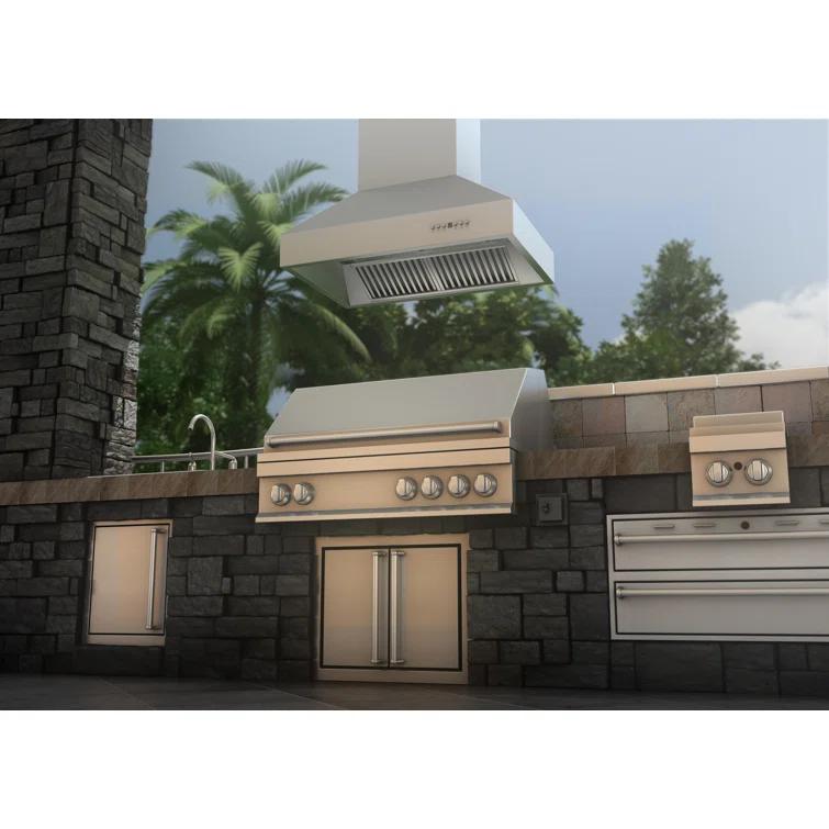 ZLINE 48 in. Ducted Isl& Mount Range Hood in Outdoor Approved Stainless Steel (697i-304-48)