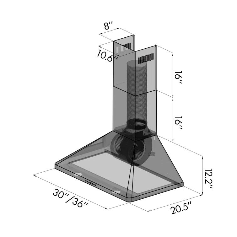 ZLINE KITCHEN & BATH 36 inch Convertible 400-CFM Recirculating Stainless steel Wall-Mounted Range Hood