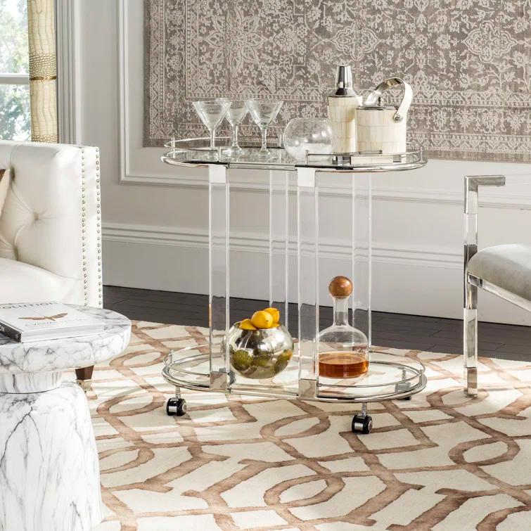 Lennon Acrylic Bar Trolley - Chrome - Safavieh