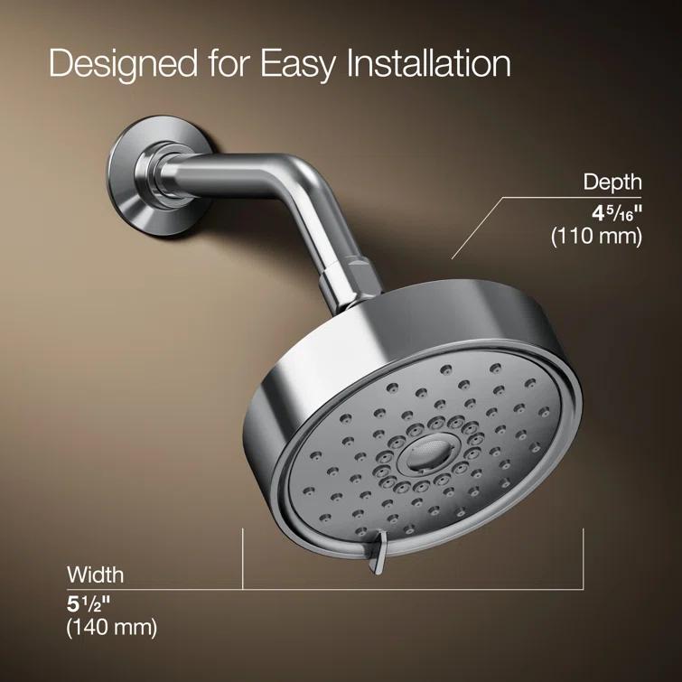 Kohler Purist® 1.75 Gpm Multifunction Wall Mount Showerhead, Three Spray Settings, 5.5" High Pressure Spray Head