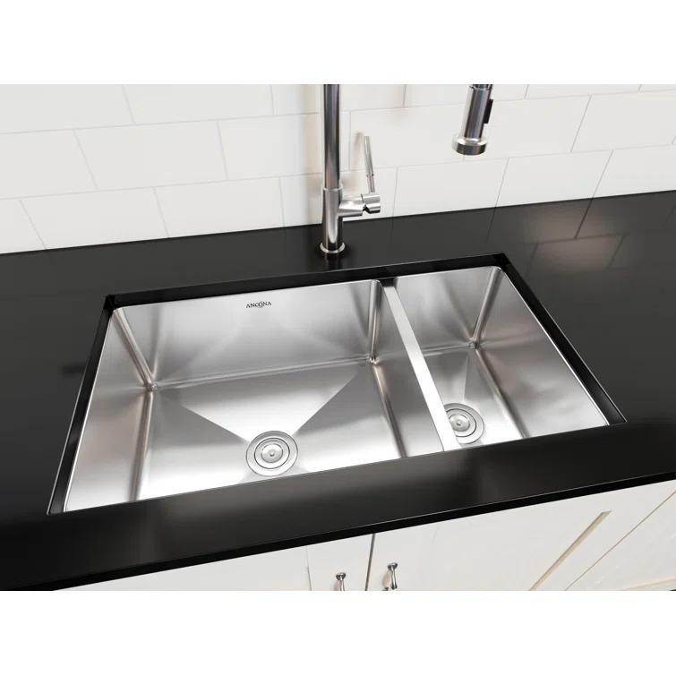 Prestige Series 32'' L Undermount Double Bowl Stainless Steel Kitchen Sink
