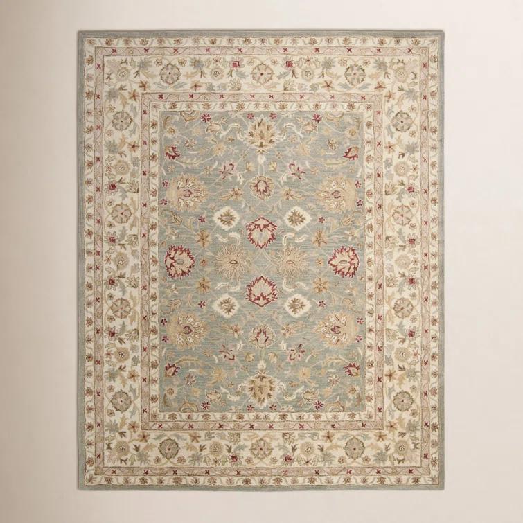Antiquity AT822 Hand Tufted Area Rug - Grey Blue/Beige - 8'x10' - Safavieh.