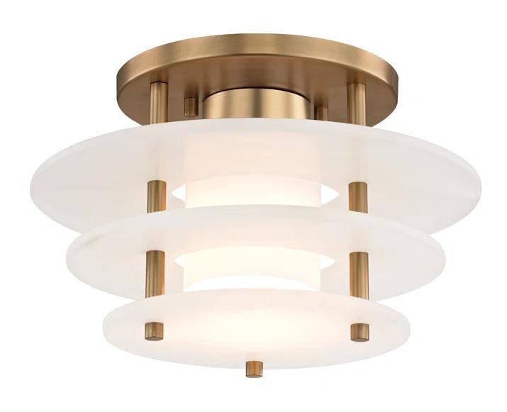 Gatsby Aged Brass LED Flush Mount with Alabaster Shade