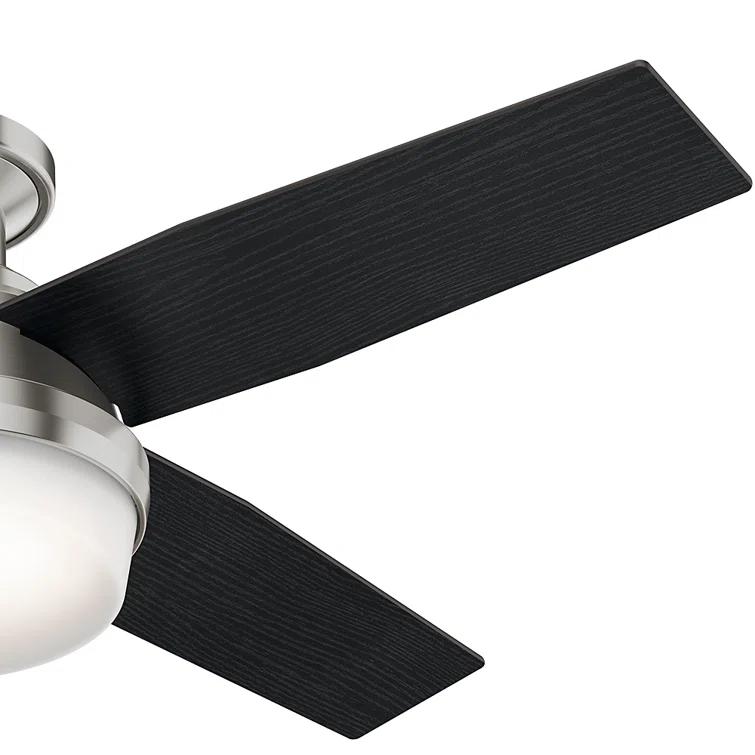 Dempsey Low Profile 44" 4 - Blade Indoor Flush Mount Small Room Ceiling Fan with Lights and Remote
