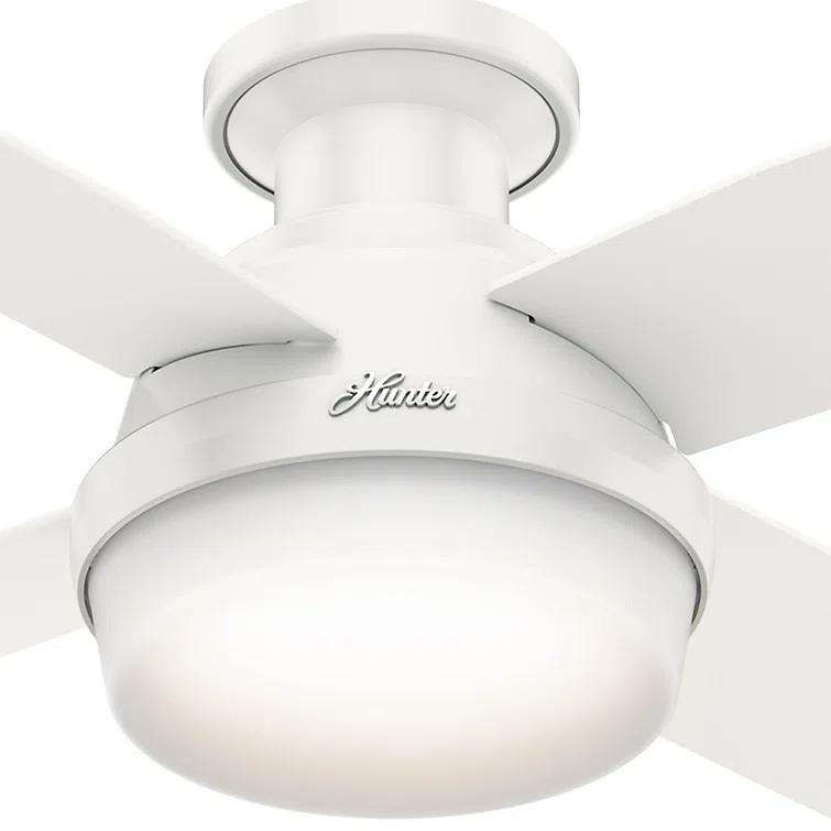 Dempsey Low Profile 44" 4 - Blade Indoor Flush Mount Small Room Ceiling Fan with Lights and Remote