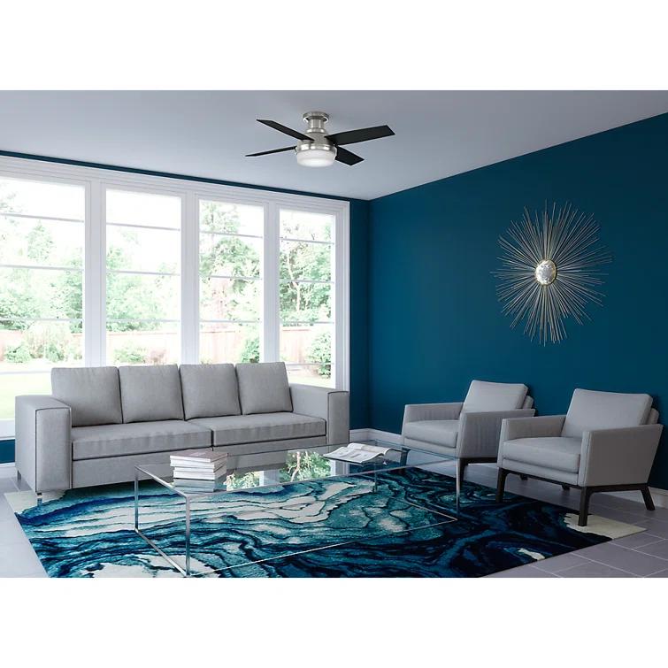 Dempsey Low Profile 44" 4 - Blade Indoor Flush Mount Small Room Ceiling Fan with Lights and Remote
