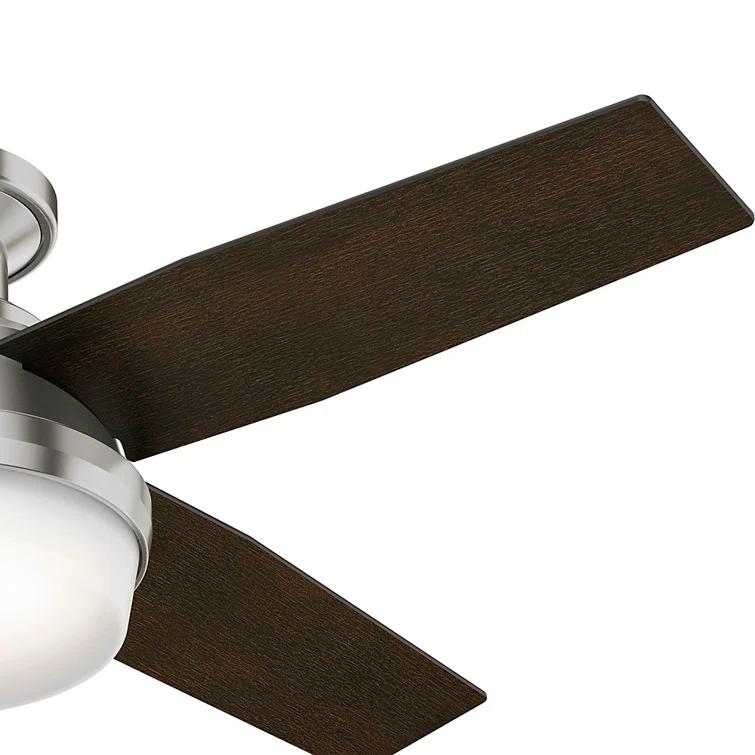 Dempsey Low Profile 44" 4 - Blade Indoor Flush Mount Small Room Ceiling Fan with Lights and Remote
