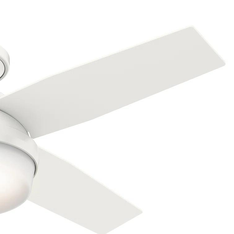 Dempsey Low Profile 44" 4 - Blade Indoor Flush Mount Small Room Ceiling Fan with Lights and Remote